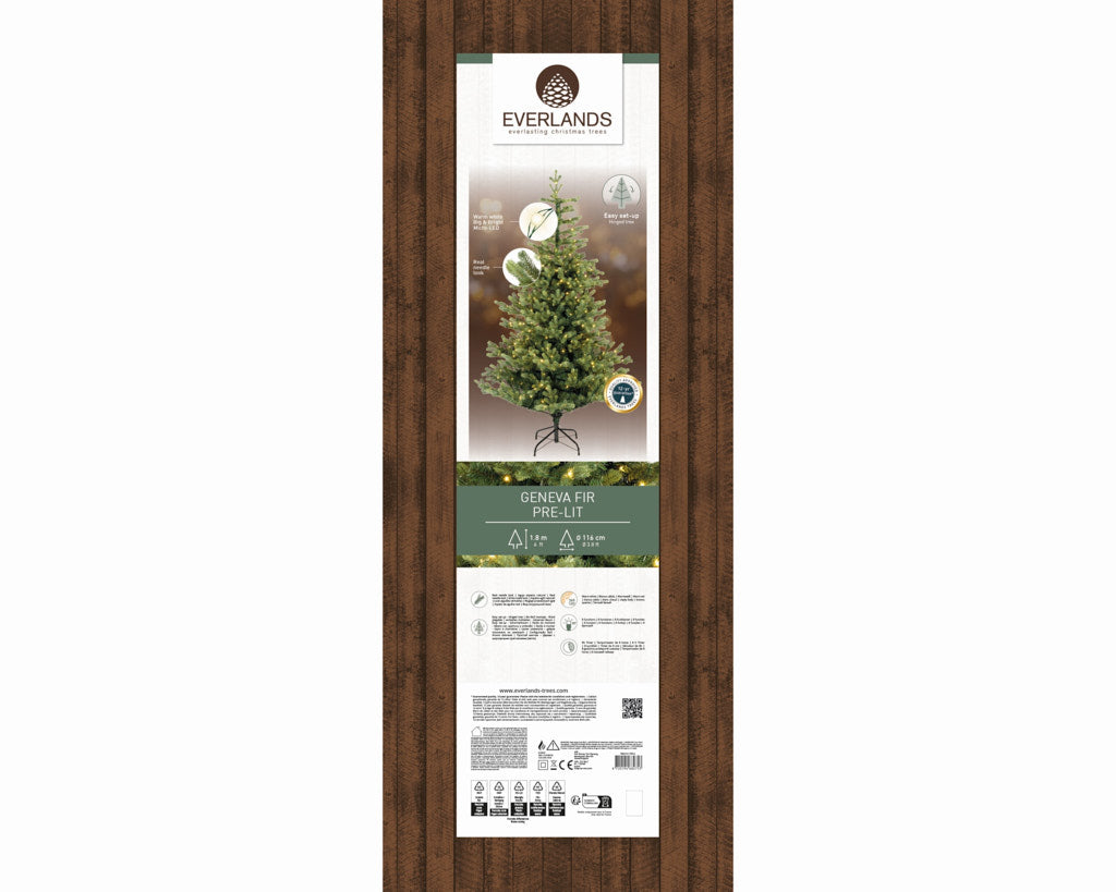 6ft Pre-Lit Geneva Fir