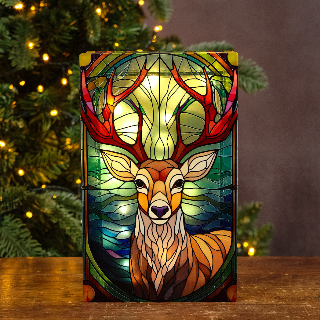 Stag LED Stained Glass Lamp