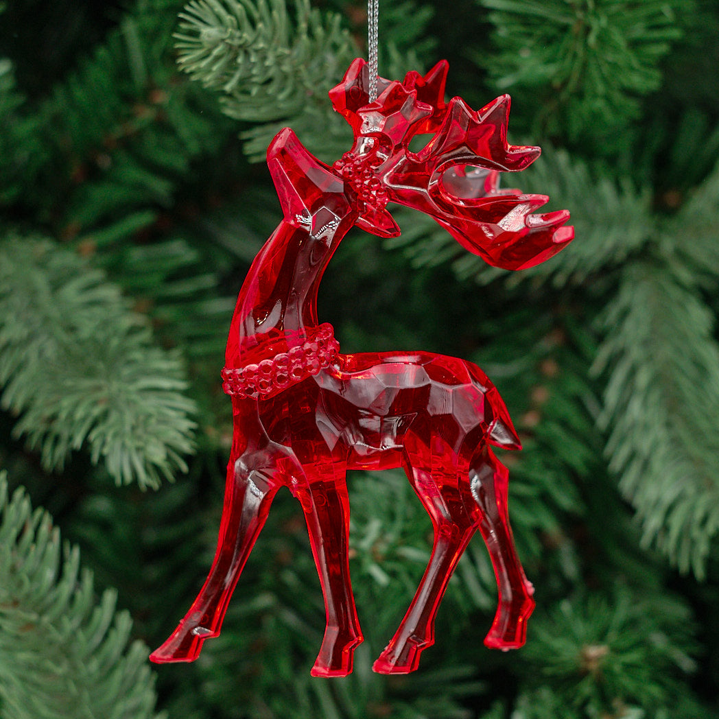 Red Faceted Acrylic Reindeer Decoration