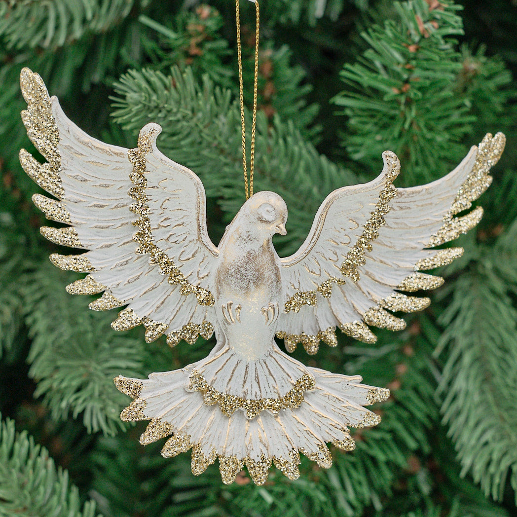 Antique Cream Acrylic Dove Tree Decoration