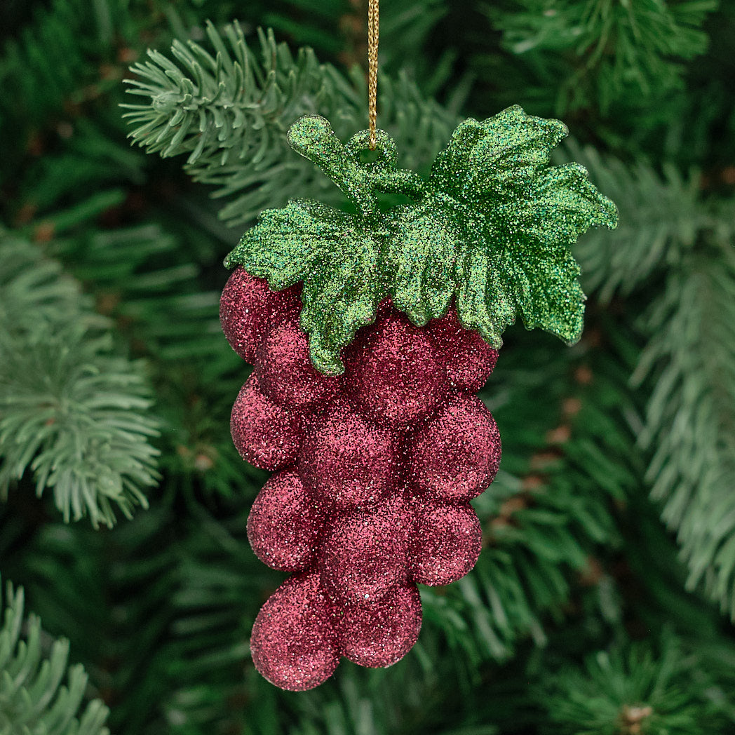 Burgundy & Green Glitter Grape Tree Decoration