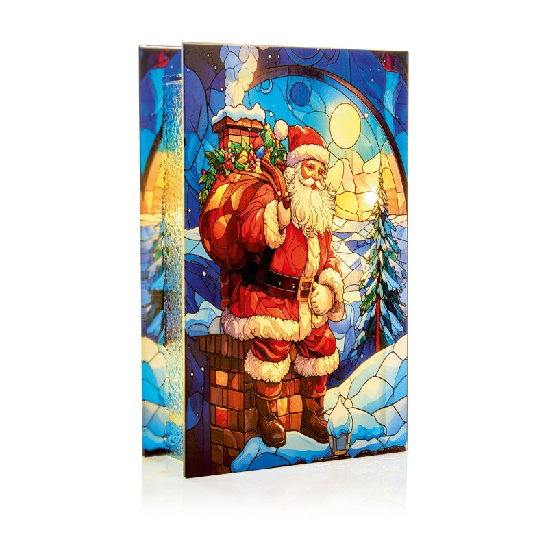 Santa on Chimney LED Stained Glass Lamp