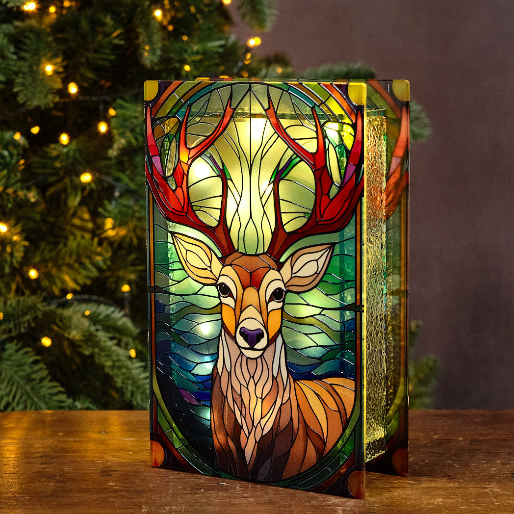 Stag LED Stained Glass Lamp