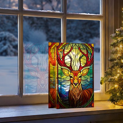 Stag LED Stained Glass Lamp