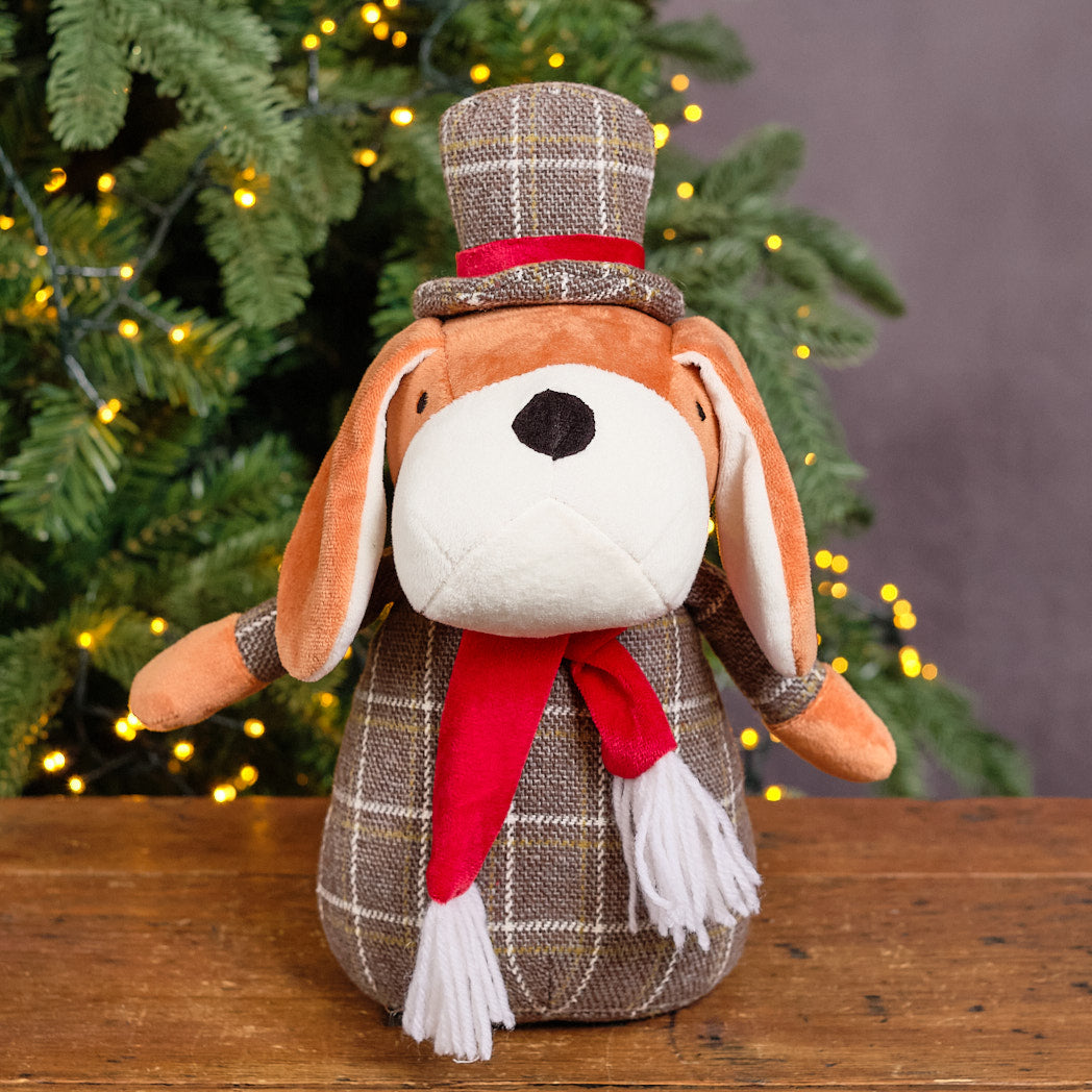 Grey &amp; Red Christmas Hound Decoration