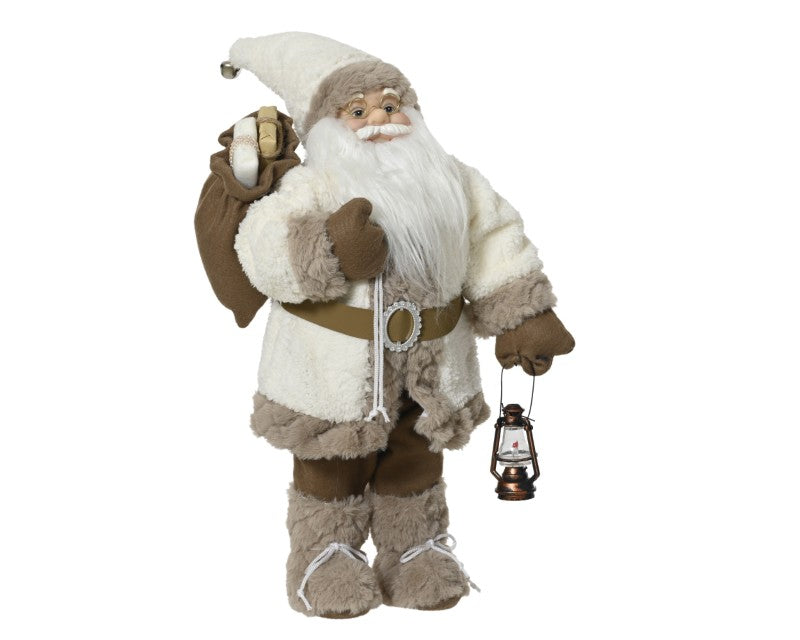 Cream &amp; Brown Large Santa Decoration