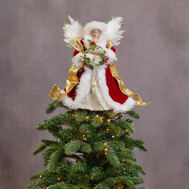 Fur Trim Tree Topper Angel