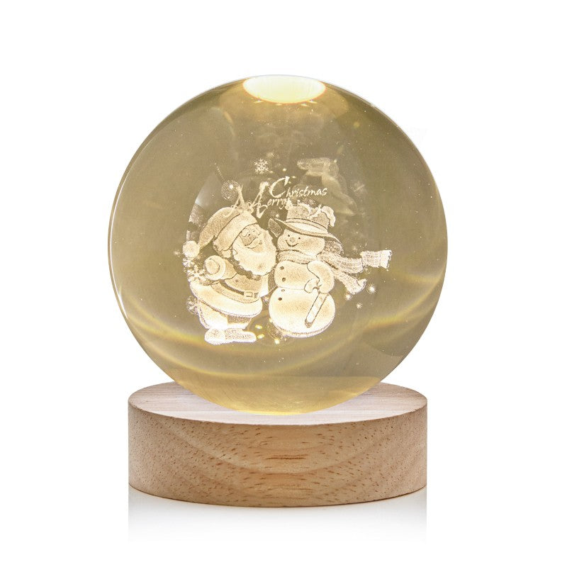 USB LED Glass Ball - Santa and Snowman Scene