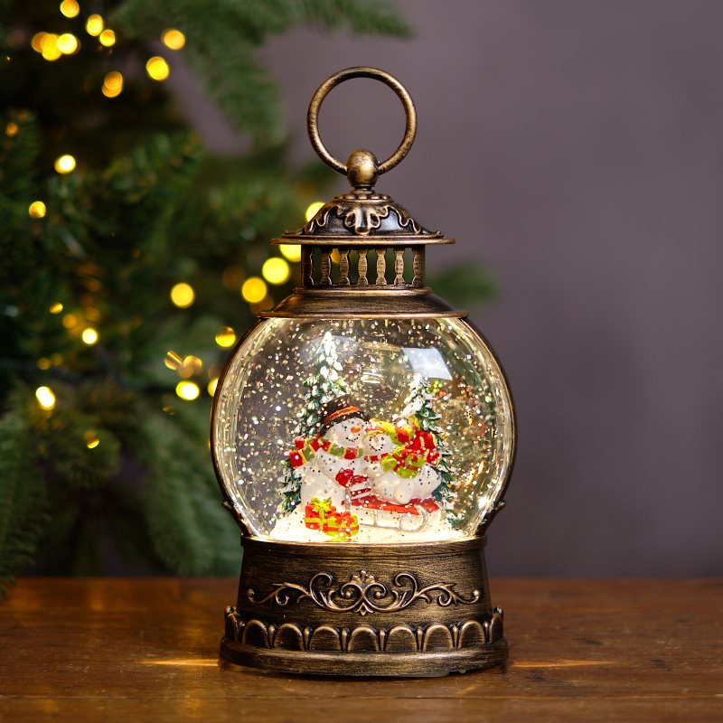 Round Snowman Lantern Water Spinner
