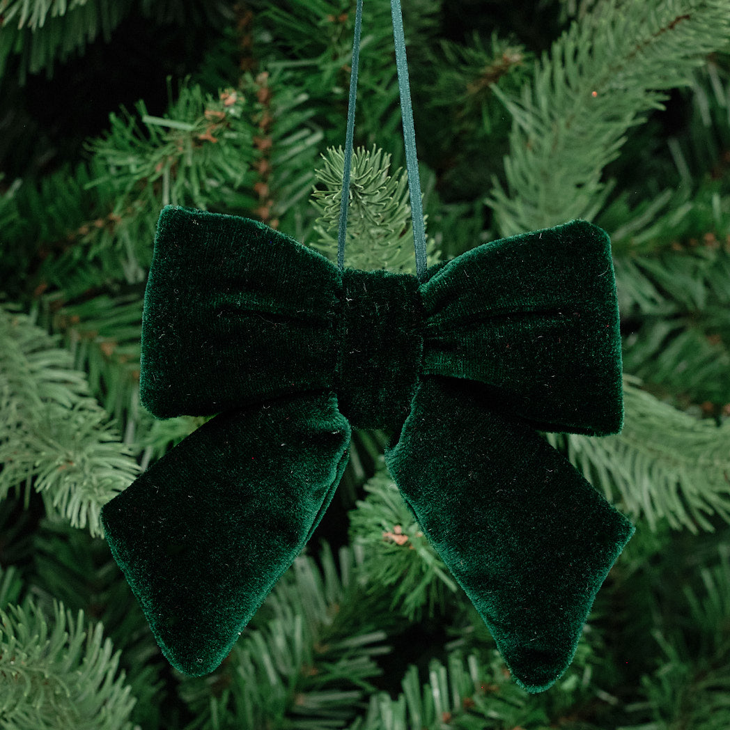 Small Dark Green Plush Bow Decoration