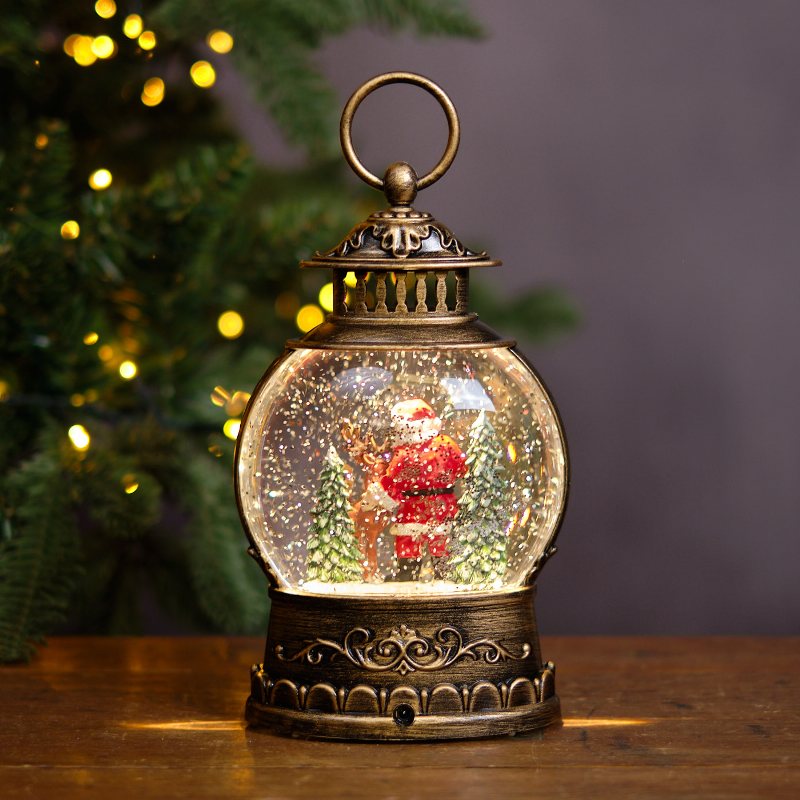Round Santa Lantern Water Spinner