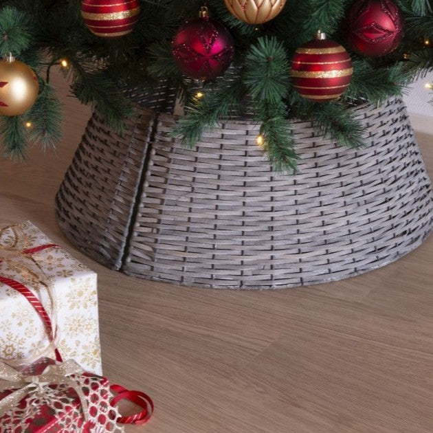 Grey Woven-Effect Christmas Tree Ring