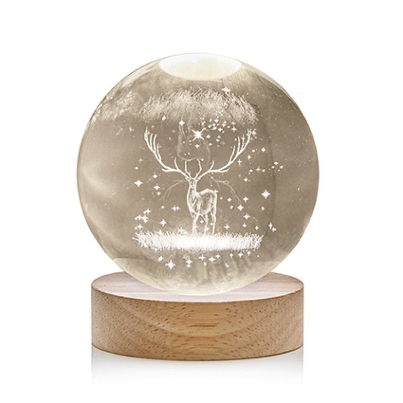 USB LED Glass Ball - Reindeer Scene