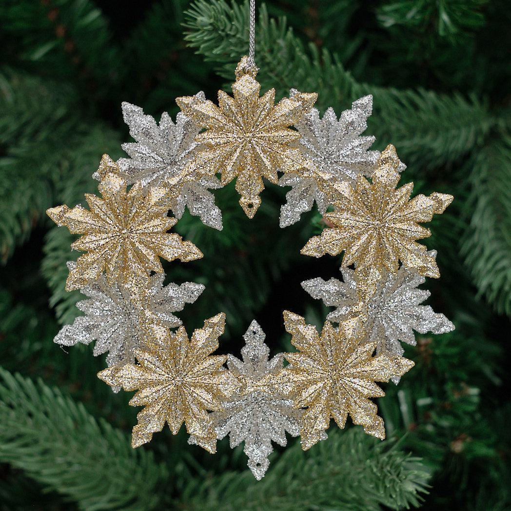 Champagne Acrylic Snowflake Wreath Tree Decoration