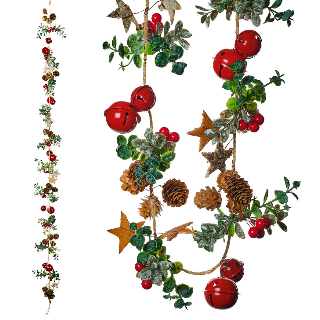 Red Bell and Pinecone Garland