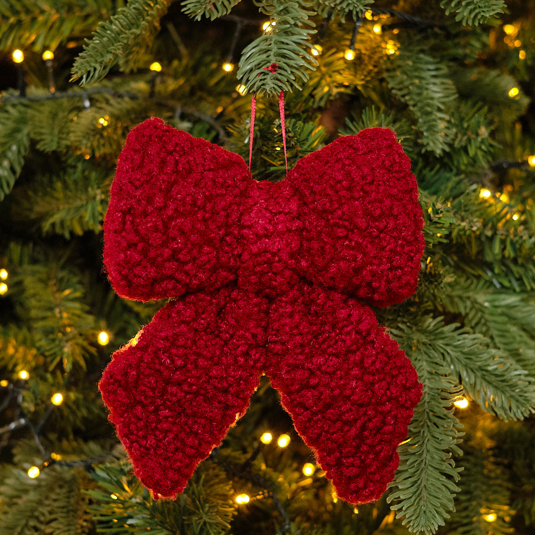 Medium Burgundy Teddy Fur Bow Decoration
