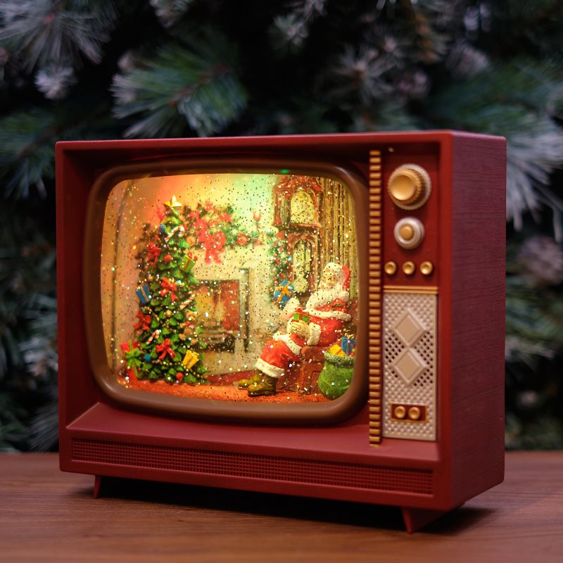 Christmas Scene Television Water Spinner