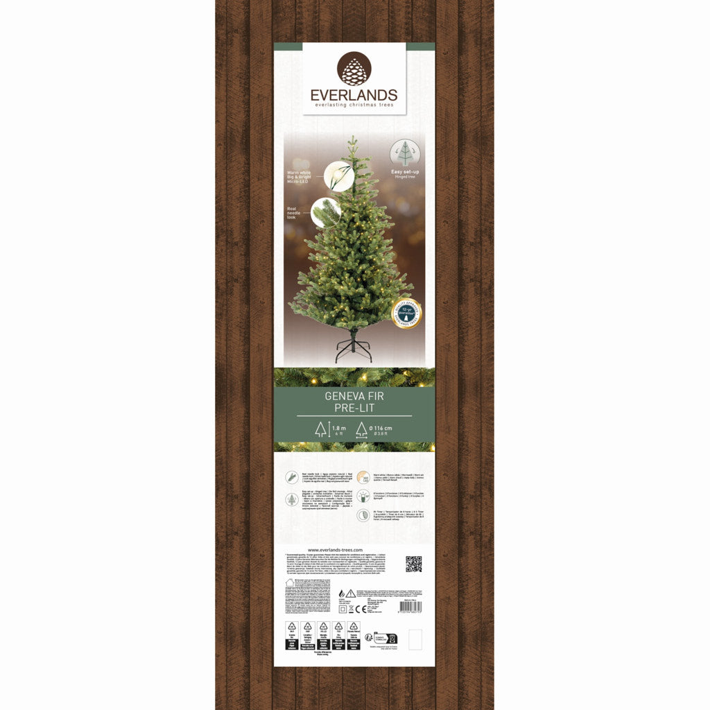 8ft Pre-Lit Geneva Fir