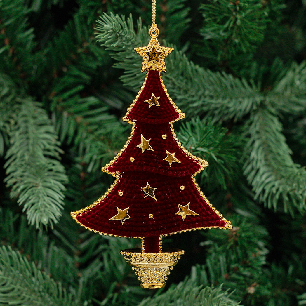 Burgundy &amp; Gold Acrylic Christmas Tree Decoration