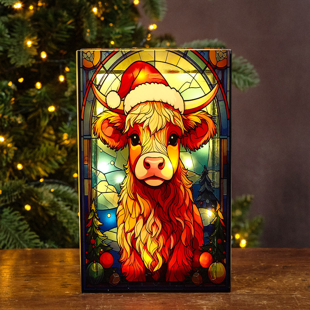 Highland Cow LED Stained Glass Lamp