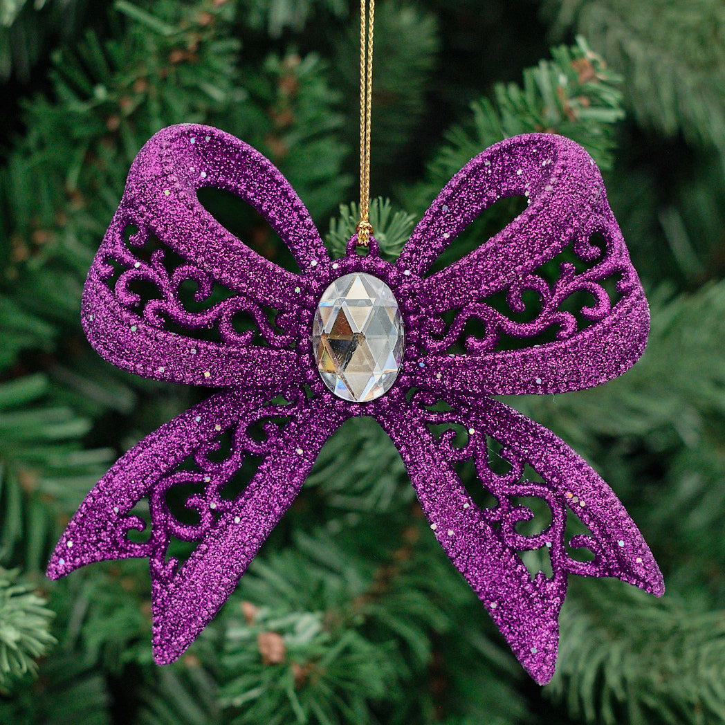 Purple Acrylic Filigree Jewel Bow Decoration