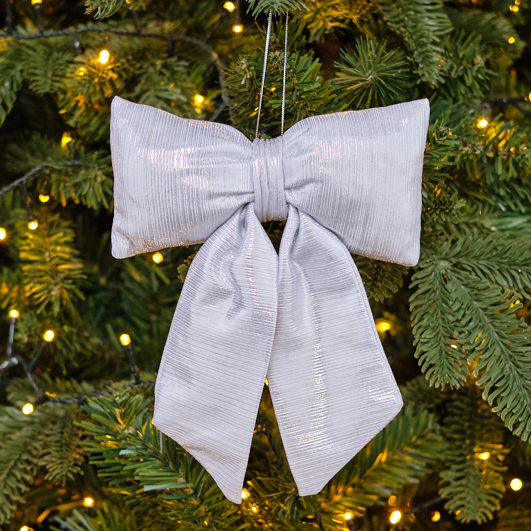 Medium Silver Shimmer Bow Decoration