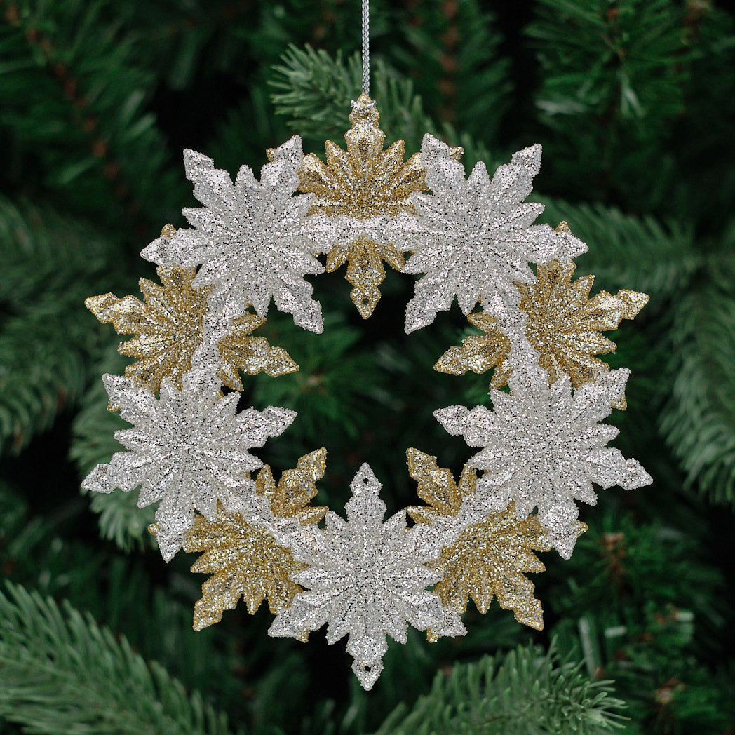 Champagne Acrylic Snowflake Wreath Tree Decoration