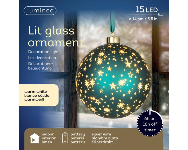 Green Glass LED Star Ball