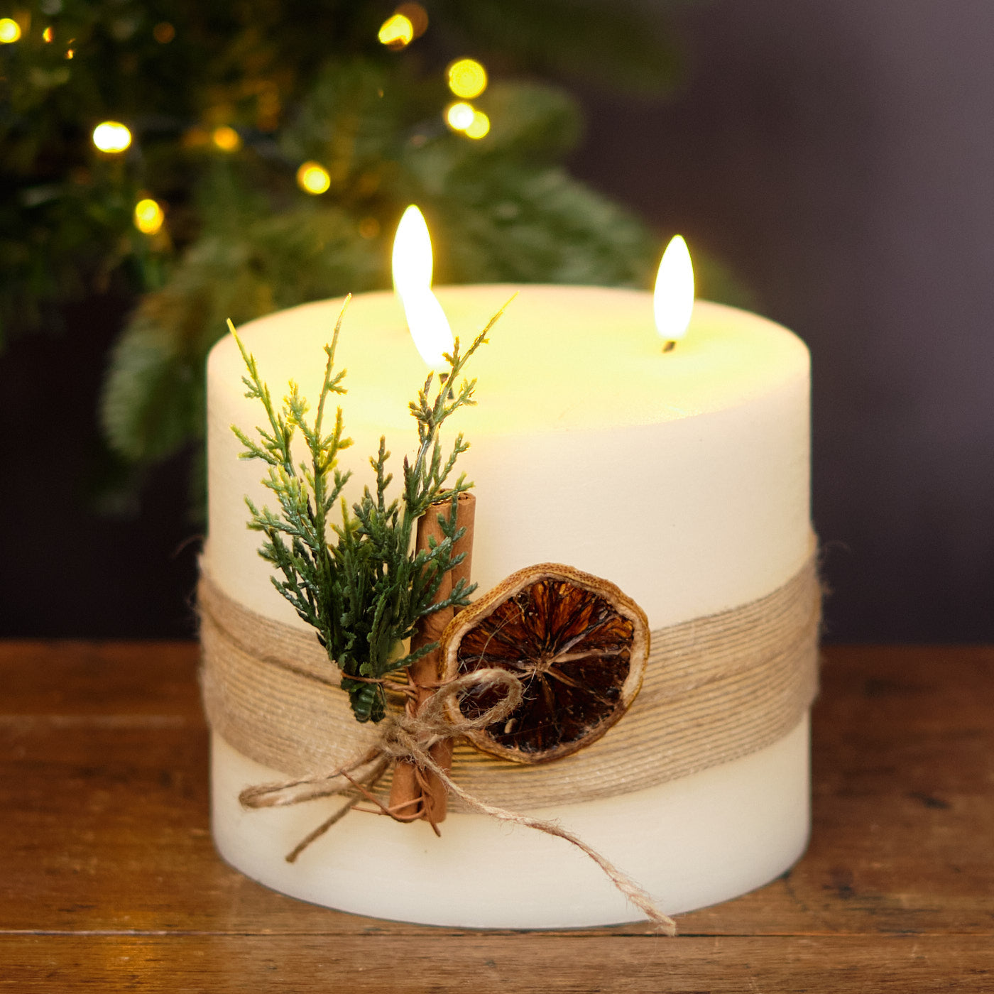 Light Up Festive 3 Wick Candle