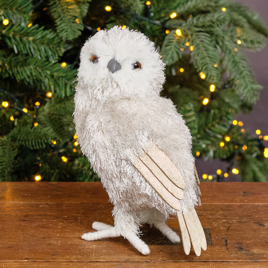 Grey Shimmer Owl Decoration
